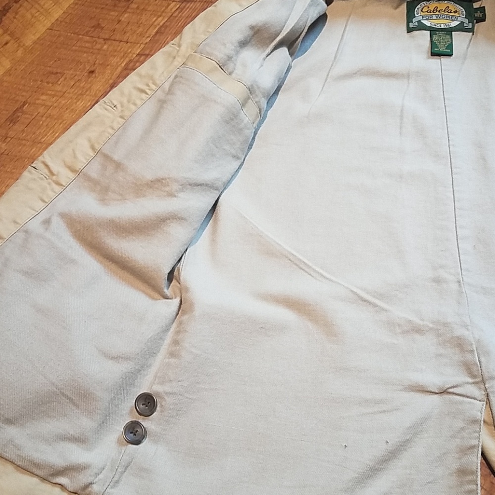 *Barn Coat, Cream with a Green Collar, Size Small - Picture 4 of 7